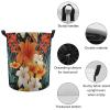 Round Laundry Basket with Handles Personalized Laundry Hamper for Bedroom Flowers And Hawaiian Tribal Patterns Circular Laundry Lightweight Waterproof Storage Basket Dirty Clothes Hamper for Bathroom view 4