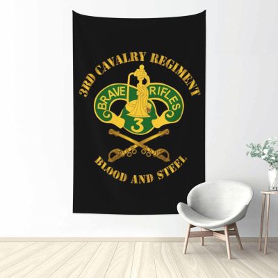 BYTEDO 3rd Armored Cavalry Regiment DUI Blood and Steel Wall Tapestry Hanging 6040in