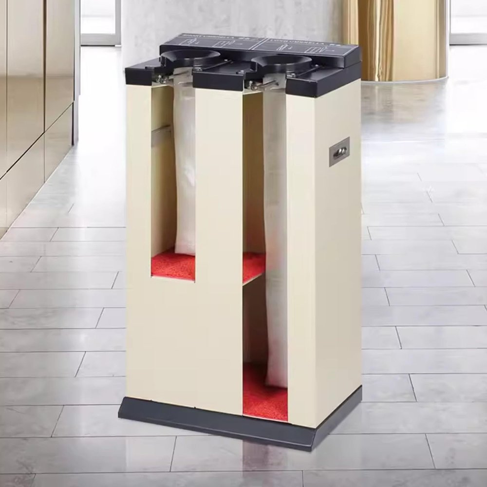 LKPMGOA Automatic Wet Umbrella Bag Wrapper Dispenser Holder Stand Rack, Metal Material, Stable and Long-lasting, No Sticking When Bagging(Color:Beige)