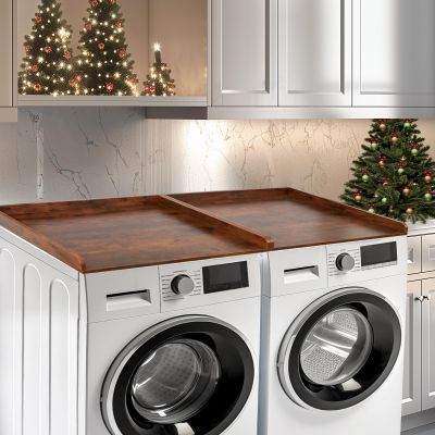 Kosydown Basic Washer Dryer Countertop, Wooden Laundry Countertop Set of 2 Dryer Storage Shelf for Laundry Room Organization (27.5" x 54") Vintage Wood Color