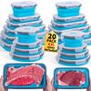 Collapsible Food Storage Containers with Lids 20 Pack(81oz/58oz Extra Large Included), 12 Rectangular+8 Round, Annaklin Silicone Collapsible Food Containers Sets Microwave Freezer Dishwasher Safe Blue view 1