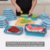 Collapsible Food Storage Containers with Lids 20 Pack(81oz/58oz Extra Large Included), 12 Rectangular+8 Round, Annaklin Silicone Collapsible Food Containers Sets Microwave Freezer Dishwasher Safe Blue view 2