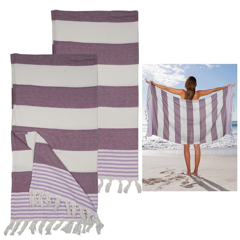 LUMINFLY Oversized Quick-Dry Cotton Towels, 2Pcs Turkish Bath Travel Towels, Lightweight 71"X39" for Beach, Pool, Gym, Spa, Yacht