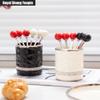 6 Piece Creative Ceramic Container Stainless Steel Fruit Coffee Spoon and Fork Set Light Luxury Dessert Cake Spoon and Fork Fruit Stick Set (White jar mix +6 forks) view 2