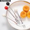 6 Piece Creative Ceramic Container Stainless Steel Fruit Coffee Spoon and Fork Set Light Luxury Dessert Cake Spoon and Fork Fruit Stick Set (White jar mix +6 forks) view 4