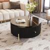 31.5'' Modern Round Coffee Table with 2 Large Drawers Storage Accent Table for Living Room(31.5'') view 2