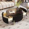 31.5'' Modern Round Coffee Table with 2 Large Drawers Storage Accent Table for Living Room(31.5'') view 3