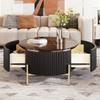 31.5'' Modern Round Coffee Table with 2 Large Drawers Storage Accent Table for Living Room(31.5'') view 4