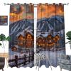 TOWINSFB Cabin Mountain Blackout Curtains, Winter Snow House Sky Grommet Thermal Insulated Curtains Window Drapes for Bedroom Living Room, 2 Panels, Each 21W x 45L view 3