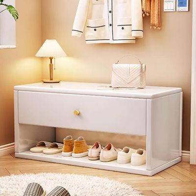 GUAWJRZDP Wooden Shoe Bench, Shoe Rack Bench, Shoe Storage Bench, with Drawer, Multi-Function Shoe Organizer Rack, for Bedroom End of Bed, Living Room, Entryway(Color:White,Size:39.4in)