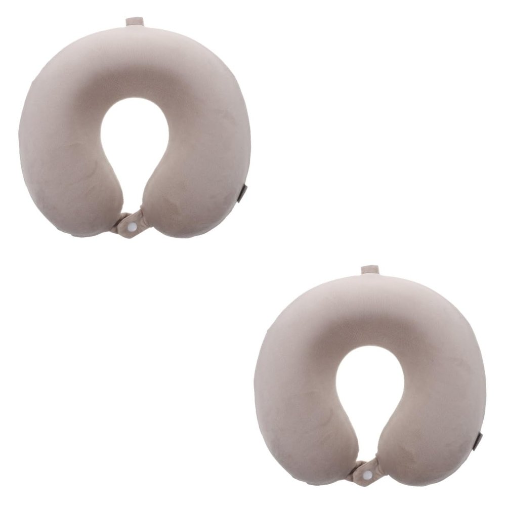 Amosfun 2pcs Portable Neck Pillow Memory Foam for Travel Neck Pain Relief Elevate Sleeping Cervical