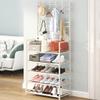 Generic Garment Rail Shoe Bench Coat Stand Rack Hanger Coat Rack Stand,Metal Coat Rack Stand With Removable 16 Hooks 5-Tier Shelves,For Hall, Bathroom, Entryw, 60*28*175cm, White view 2