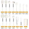 LIANYU 15 Pcs Cooking Kitchen Utensils Set with Holder, Silicone Kitchen Gadgets with Stainless Steel Handle, Heat Resistant Spatula Tools, Brush Spoon Tong Whisk Ladle Turner for Cookware, White view 2