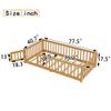 ACQCA Twin Size Floor Bed with Fence and Lockable Door, Wood Montessori Bed Frame with Slat Support for Kids,Boys,Girls,Easy Assembly, Natural view 2