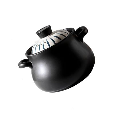 Ceramic Stockpot Korean Premium Ceramic Black Casserole Clay Pot with Lid,For Cooking Hot Pot Dolsot Bibimbap and Soup Heat Resistant Ceramic Pot,4.5l(Color:4.5l)