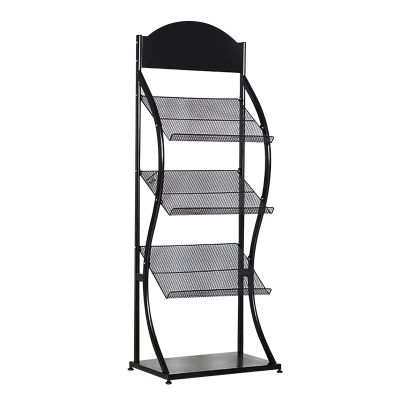 JIXINYU Newspaper Racks Metal Magazine Holder Rack, 3 Pocket Brochure Display Stand, Waiting Room/Reception Area/Bank Hall Posters Organizer Rack, Easy Assembly (Black) (Black)
