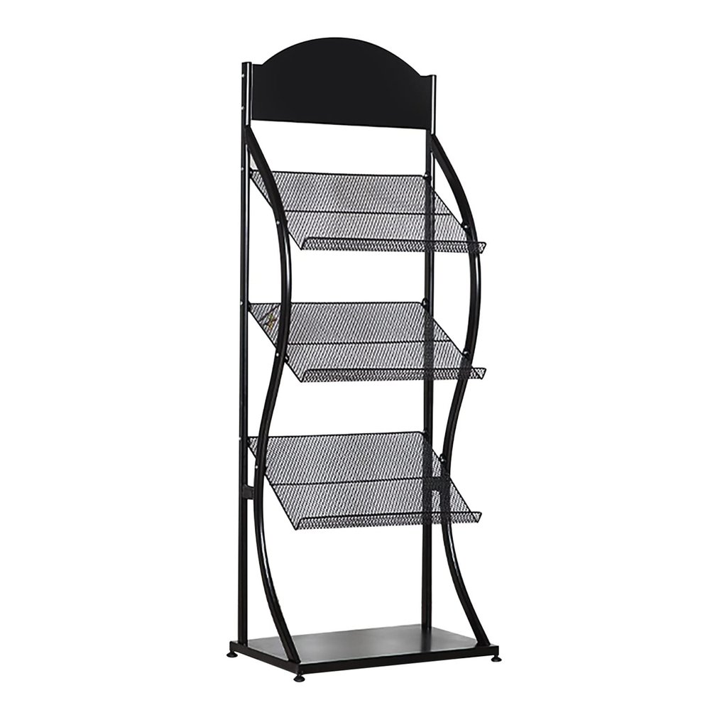 JIXINYU Newspaper Racks Metal Magazine Holder Rack, 3 Pocket Brochure Display Stand, Waiting Room/Reception Area/Bank Hall Posters Organizer Rack, Easy Assembly (Black) (Black)