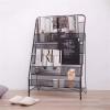 JIXINYU Newspaper Racks, Magazine Rack Newspaper Rack Foldable Storage Shelf Iron Magazine Rack Brochure Display Stand Simple Bookshelf for Living Room Magazine Storage Rack (Black) (White) view 4