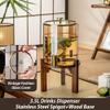 CAKERS Large Capacity Beverage Dispenser|Water Dispenser With Leak-Free Spigot|Wide Mouth Easy Filling Juice Dispenser|Glass Drinks Dispenser For Juice,Beer,Punch,Iced Tea,Amber Color 3.5L,Wood Base view 2