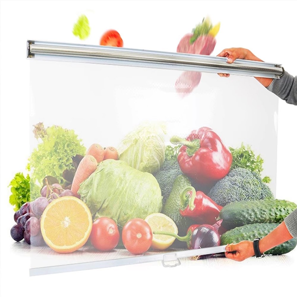 HomeLoft Basics Transparent PVC Roller Blinds Display Cabinet Plastic Roller Shade with Handle Roller Curtain for Supermarket Vegetables Fruit Fresh Breathable Keep Fresh Roller Blinds(W26X59in)