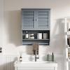 ChooChoo Bathroom Wall Cabinet with Towels Bar, 23.6" L x7.9 W x27.5 H MDF Material Medicine Cabinet, 2 Doors Over The Toilet Space Saver Storage Cabinet with Large Space, Grey view 3
