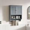 ChooChoo Bathroom Wall Cabinet with Towels Bar, 23.6" L x7.9 W x27.5 H MDF Material Medicine Cabinet, 2 Doors Over The Toilet Space Saver Storage Cabinet with Large Space, Grey view 4
