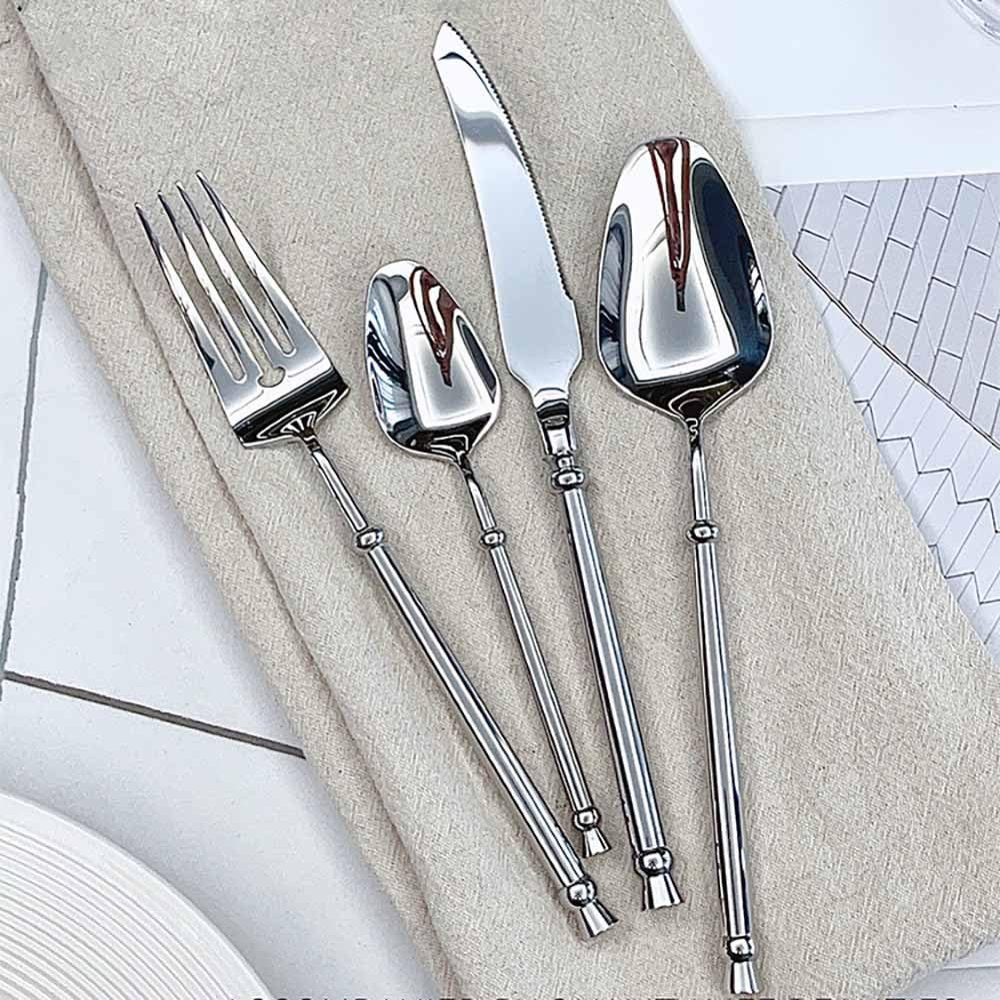 Silverware Set for 4 Unique 18/10 Stainless Steel 16 Piece Flatware Sets Mirror Polished Elegant Cutlery Utensils Set for Home Kitchen Dishwasher Safe Nice Weight