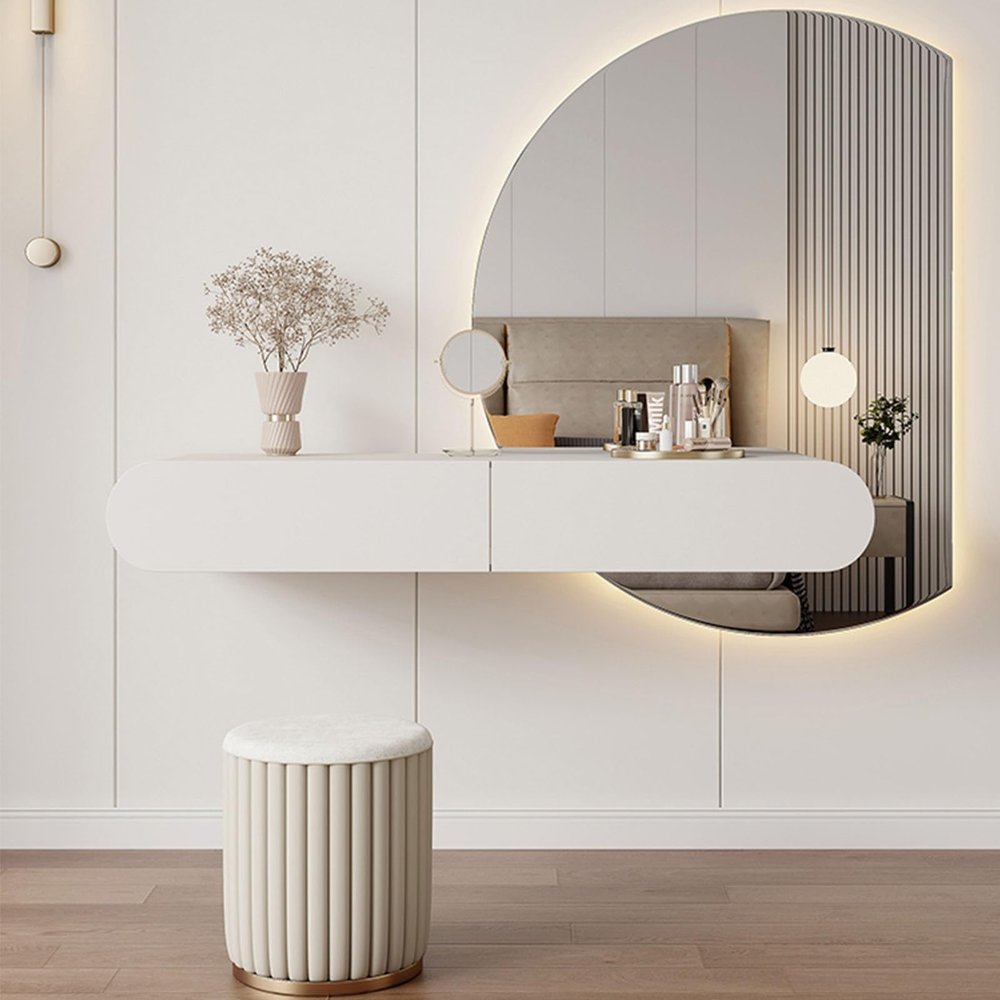 XIGOUZIQU Makeup Table, Hanging Dresser, Bedroom Modern Minimalist nightstand Vanity, All in one Small Suspended Makeup Table for Living Room, Bedroom.(Size:80 * 18 * 40cm)