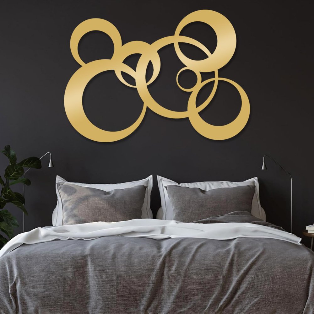 Idadey Geometric Metal Wall Art, Circles Wall Decor, Large Wall Hanging, Minimalist Wall Art, Metal Wall Decor for Living Room
