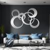 Idadey Geometric Metal Wall Art, Circles Wall Decor, Large Wall Hanging, Minimalist Wall Art, Metal Wall Decor for Living Room view 2