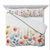 Twin XL Size Quilt Set,Summer Botanical Country Floral Lightweight Bedspread Coverlet Set Soft Microfiber Summer Quilt with 2 Pillow Shams,Pastoral Flowers on White 3 Piece Comforter Bedding Set view 1