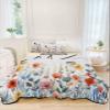 Twin XL Size Quilt Set,Summer Botanical Country Floral Lightweight Bedspread Coverlet Set Soft Microfiber Summer Quilt with 2 Pillow Shams,Pastoral Flowers on White 3 Piece Comforter Bedding Set view 3