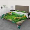 HOBBOY Cartoon Kids Duvet Cover Floral Bedding Set 3 Piece Green Grass Yellow Sunflower Pink Daisy Print Duvet Cover Set 2 Pillowcases Twin view 2