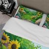 HOBBOY Cartoon Kids Duvet Cover Floral Bedding Set 3 Piece Green Grass Yellow Sunflower Pink Daisy Print Duvet Cover Set 2 Pillowcases Twin view 4