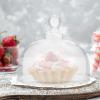 BESTOYARD Clear Cake Dome Cover 13cm Glass Cupcake Dome Food Display Cover Dustproof Bread Dessert Lid Food Plate Dish Cloche Cover Lid for Bread Cake Dessert Dish, 13.00X13.00X12.00CM, Transparent view 3