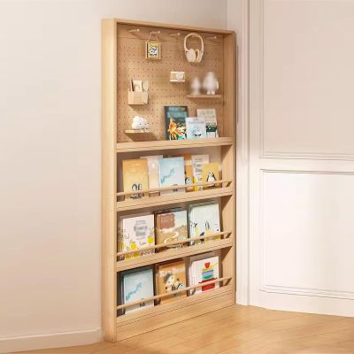 Gtzly Toddler Bookshelf, 4-Tier Kids Bookshelves with Pegboards for Wall Display in Bedroom Study Room Playrooms Nursery for Infants Baby Young Children(Size:100 * 10 * 178cm/39.3 * 3.9 * 70in)