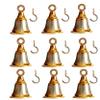 Solid Brass Pooja Bells with J Hook Home Decor Christmas Bells Wall Hanging Jingle Bell Ornaments New (6, Golden & Silver Bell 2 INCH) view 1