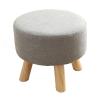 Linen Round Ottoman,Footrest Ottomans Modern Foot Stool,with Solid Wood Leg,Soft Compact Padded Stool,for Living Room Bedroom,Decorative Furniture,Green (Gray) view 1