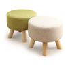 Linen Round Ottoman,Footrest Ottomans Modern Foot Stool,with Solid Wood Leg,Soft Compact Padded Stool,for Living Room Bedroom,Decorative Furniture,Green (Gray) view 3