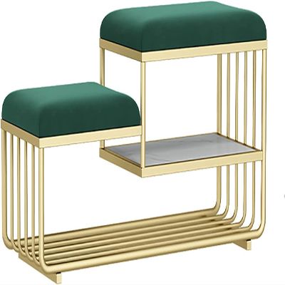 HAOKAZLBR Shoe Bench for Living Room, Entryway Bench, Modern Shoe Stool 2 Tiers Sit-on Shoe Rack Metal Bedroom Bed End Stool with Marble Storage Countertop for Hallway Corridor(Color:Dark Green)