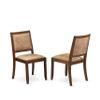 East West Furniture ASX25-AWA-28 -5 Piece Dining Set Includes a Round Kitchen Table with Antique Walnut Tabletop and 4 Stackable Polyester Fabric Chairs, Antique Walnut view 3
