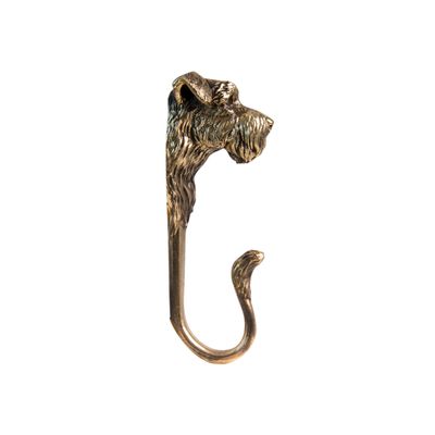 TUTURA LUTSS Schnauzer Dog Design Handmade Brass Hanger. Unique Decorative Wall Mount Hook for Coats Towels Hats and Bags. Artistic Home Dcor Accent