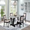 East West Furniture V696X2630-5 - 5-piece modern dining set consists of a dinner table with Cement top and 4 stackable chairs with White and Gray Pattern Polyester Fabric - Wire-brushed Black view 2