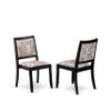 East West Furniture V696X2630-5 - 5-piece modern dining set consists of a dinner table with Cement top and 4 stackable chairs with White and Gray Pattern Polyester Fabric - Wire-brushed Black view 4