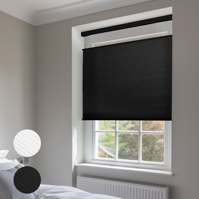 Doing-X Color-Matched Cellular Shades Top Down Bottom Up Honeycomb Blackout Light Filtering Blinds Blackout Cordless Window Blinds Easy to Install Cellular Shade for Windows,Black,21" W x 56" H