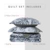 Elegant Comfort 3-Piece Boho Quilted Reversible Floral Paisley Bedspread Coverlet Set with Pillow Shams, Premium Stitching All Season Heavy Weight-Ultra Soft Luxury Quilt- Twin, Gray view 3