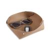 Bey-Berk Alex Genuine Leather Valet Tray (Taupe), 7" x 7" Round Snap-Corner Catchall, Lay-Flat Nightstand and Desk EDC Organizer for Keys, Watch and Jewelry view 1