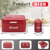 Plexon Bread Box for Kitchen Countertop, Bread Container with Coffee, Tea, Sugar Canisters, Metal 4-Piece Bread Box Set with Lids, Red view 2