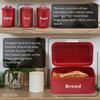 Plexon Bread Box for Kitchen Countertop, Bread Container with Coffee, Tea, Sugar Canisters, Metal 4-Piece Bread Box Set with Lids, Red view 3