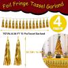 4P Gold Foil Fringe Tassel Banner Garland Metallic Tinsel Streamers Wall Hanging Curtain Backdrop Banner for Parade Floats, 2024 Graduation Decorations, Wedding Party Decoration view 2